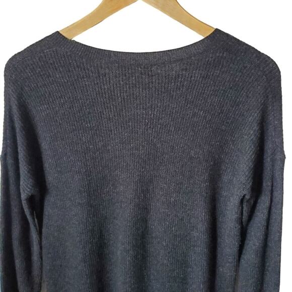 Madewell Warmlight knit Pullover Sweater Riubbed Charcoal Hi-Lo XS Wool - Picture 3 of 12